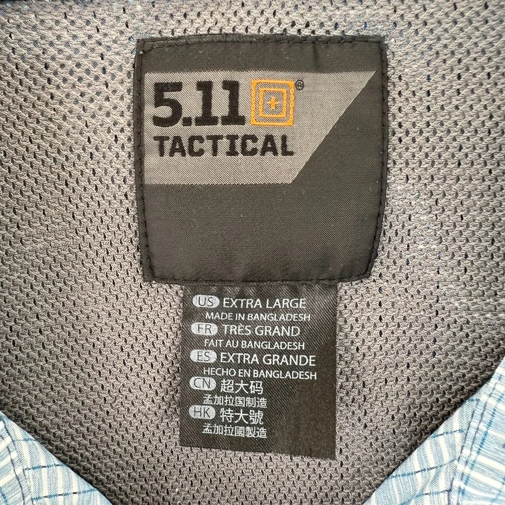 5.11 Tactical Shirt Mens‎ XL Blue White Plaid Button Up Short Sleeve - Picture 4 of 16